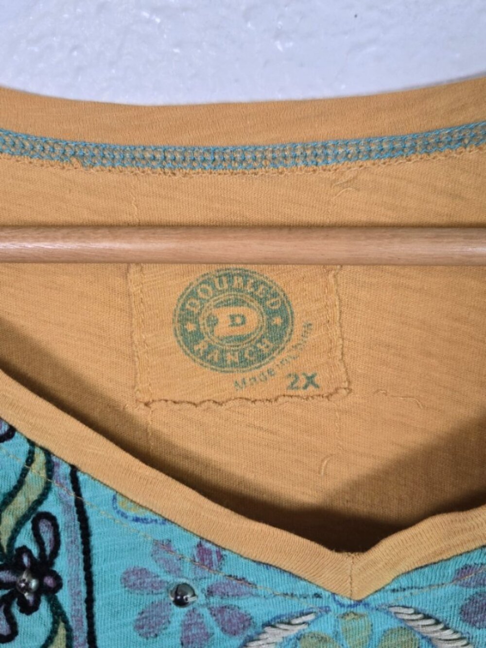 Double D Ranch Embroidered Panel V-Neck Tee - Picture 3 of 5